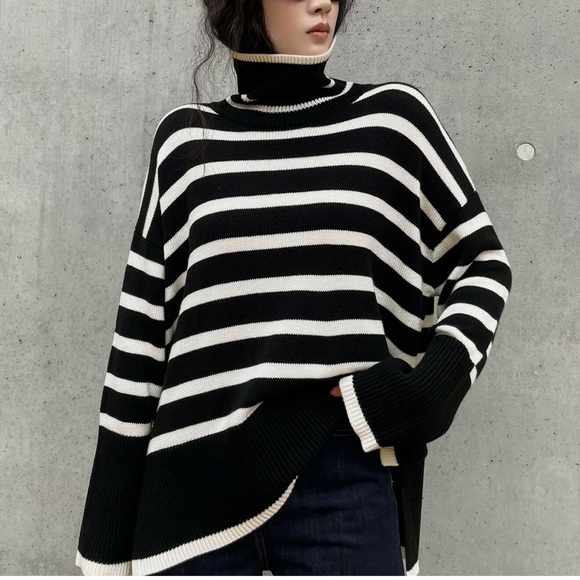 59 Made In Italy Oversized Striped Sweater - Picture 3 of 4